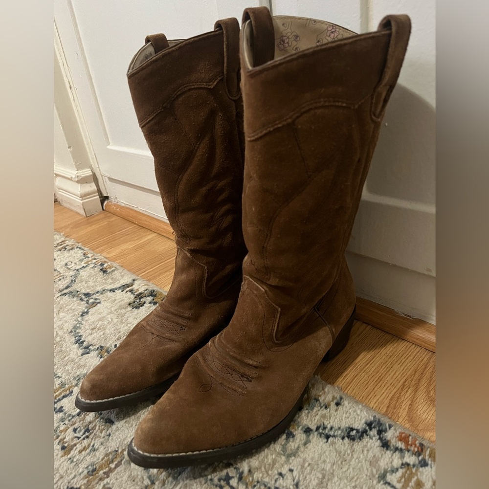 Roxy “Giddy Up” Brown Cowboy Boots – Leather Upper, Suede-Look Size 8 1/2 - Picture 2 of 8